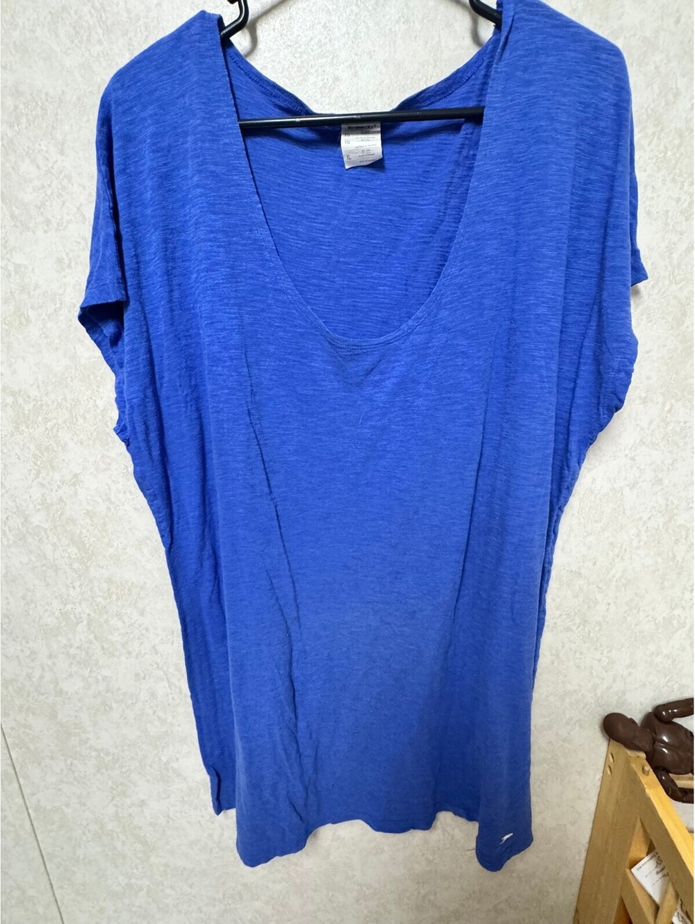 Speedo Womens V-Neck Beach Cover-Up Shirt Blue Slub Knit XL